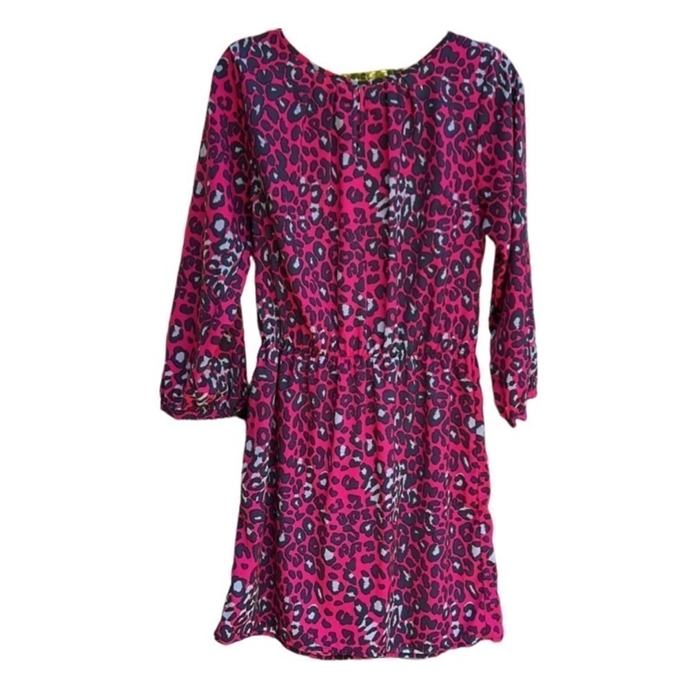 Vibrant Pink Animal Print Midi Dress